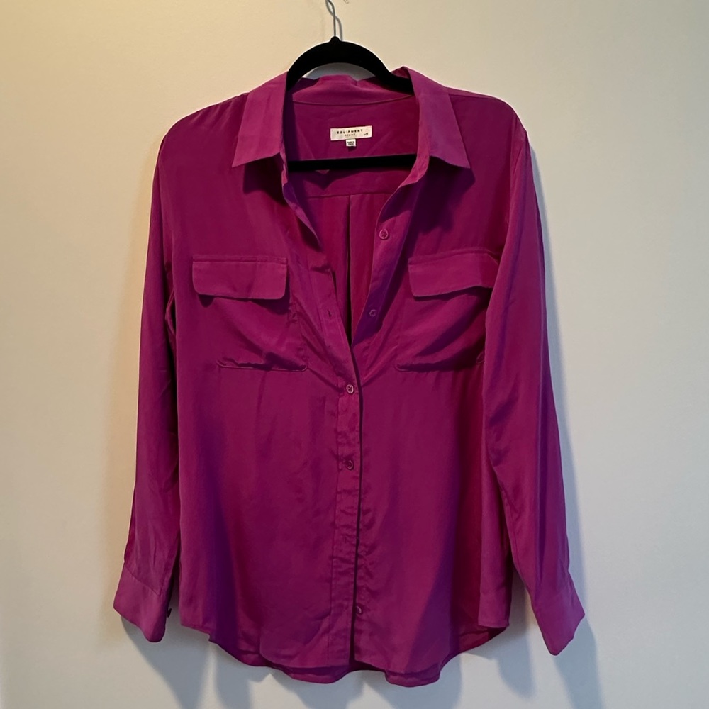 Equipment Signature Silk Blouse in Magenta